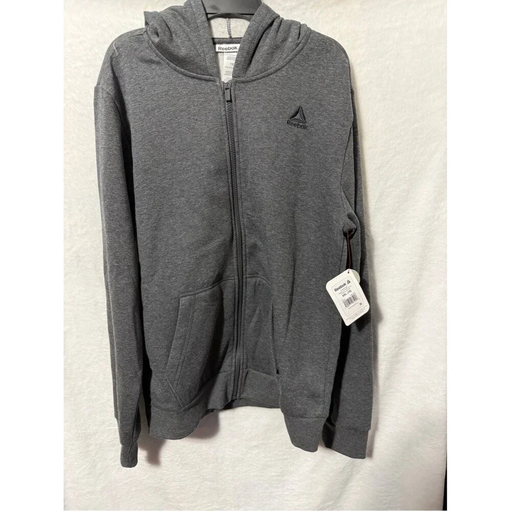 Reebok Charcoal Zip-Up Hoodie with Hood